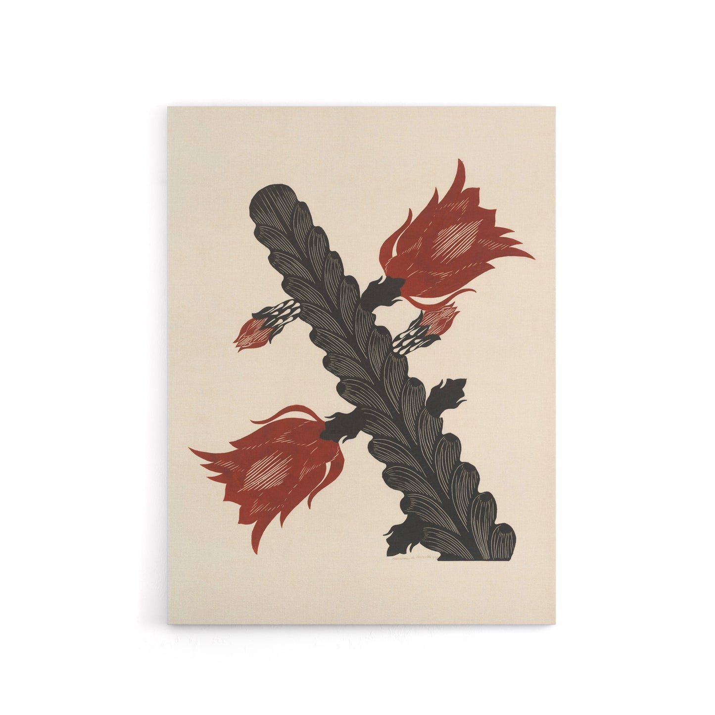 Stylised Blooming Cactus De Mesquita Canvas Wall Art Print