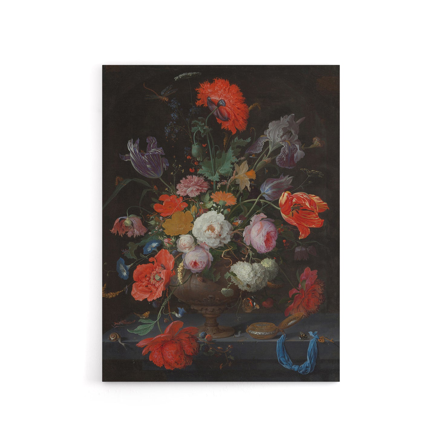 Still Life with Flowers and a Watch Mignon Canvas Wall Art