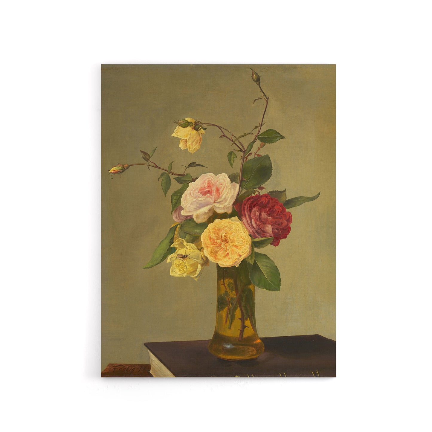 Still Life Bouquet Roses in a Vase Latour Canvas Wall Art