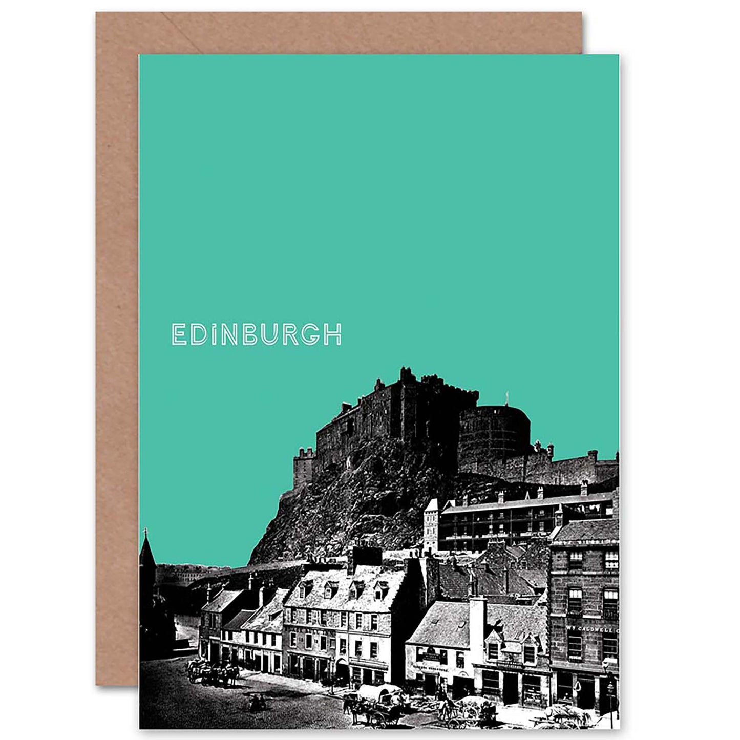 Grassmarket Edinburgh Castle Teal Scottish Card
