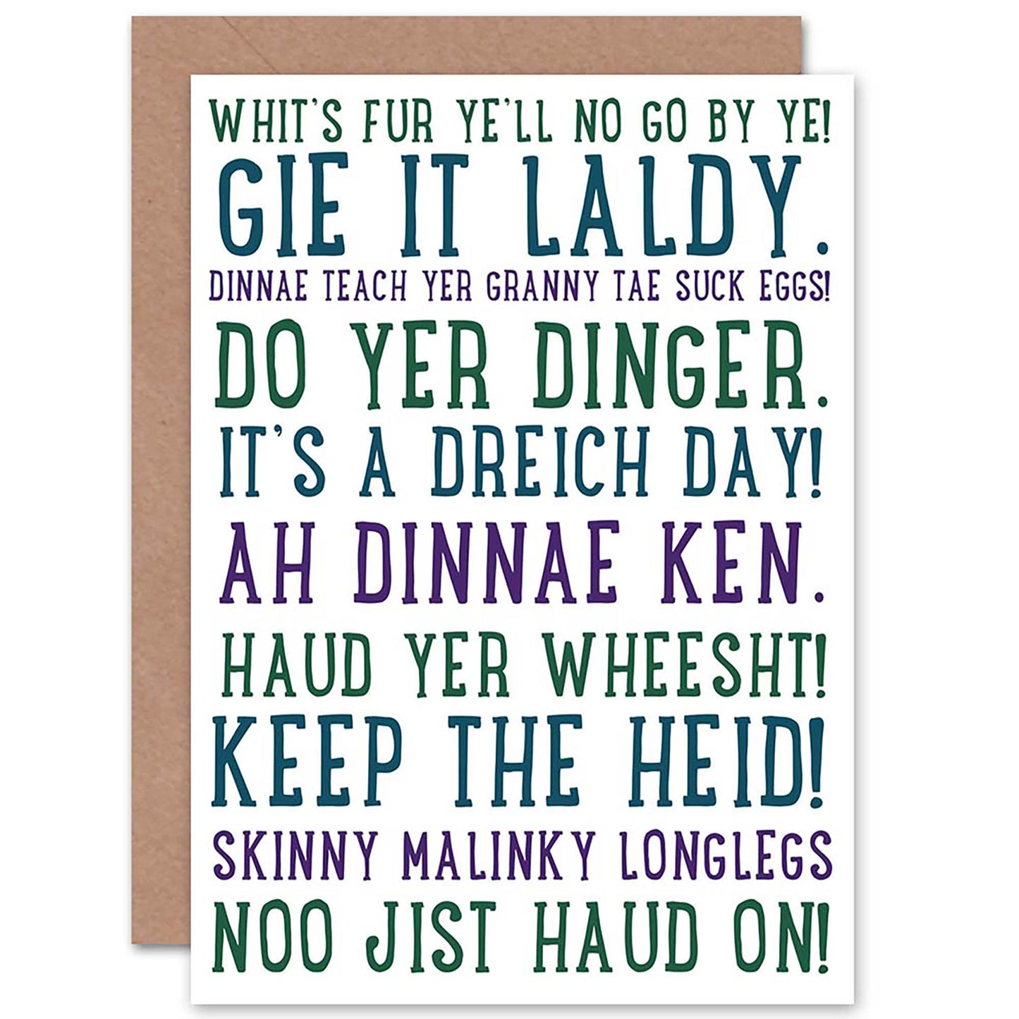 Scottish Sayings Phrases Scots Language Scottish Card