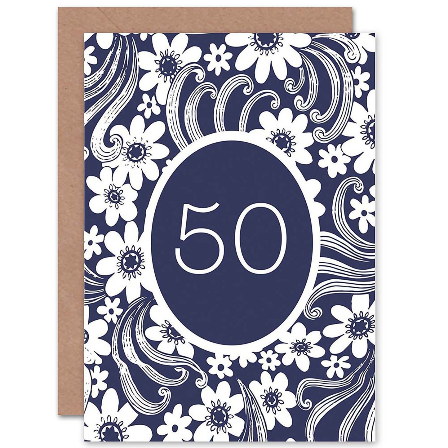 50 Year Old Flower Floral Ornate 50th Adult Birthday Card