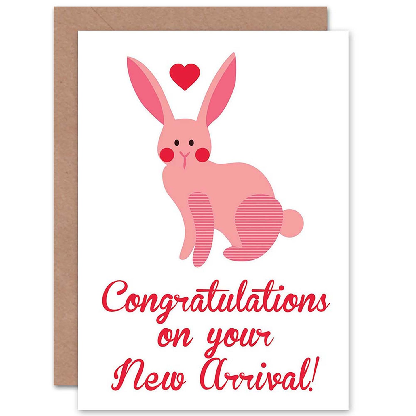 Congratulations Girl Arrival Cute Pink Rabbit Cartoon New Baby Card