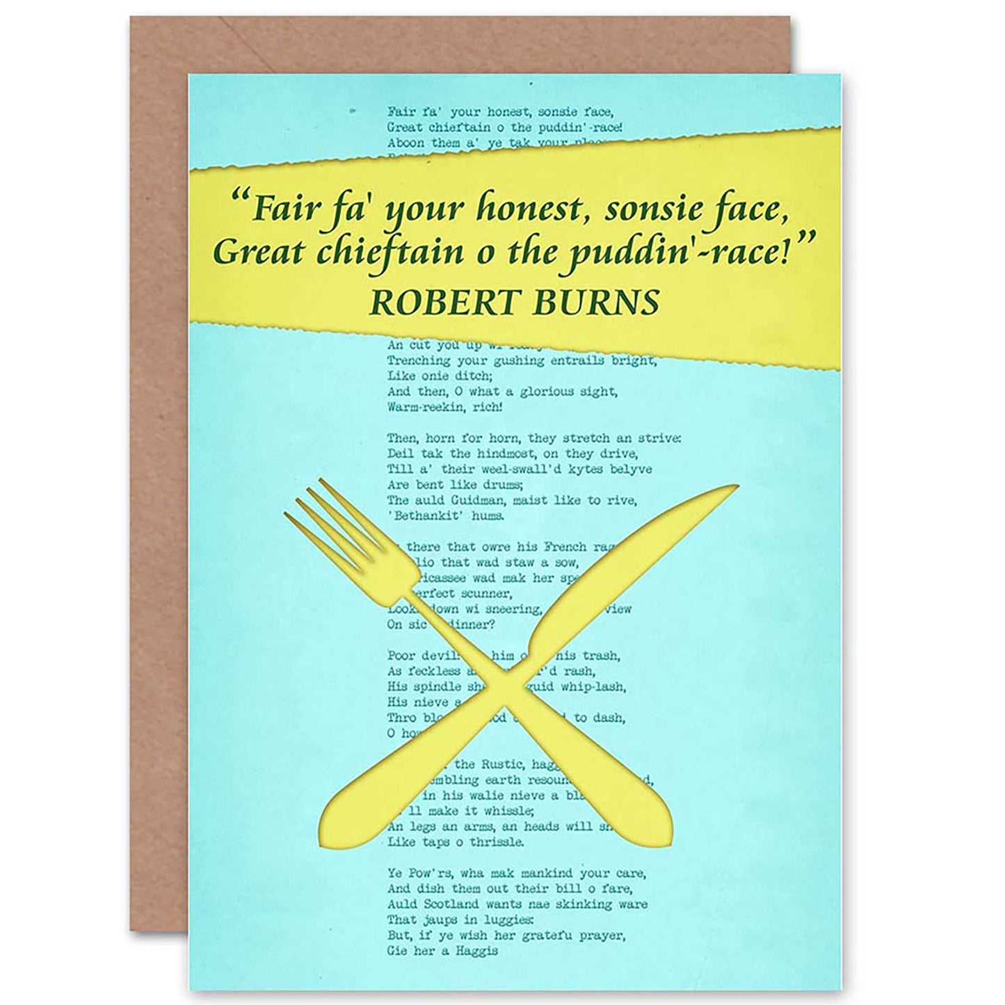 Robert Burns Poem Lyrics Haggis Scottish Card