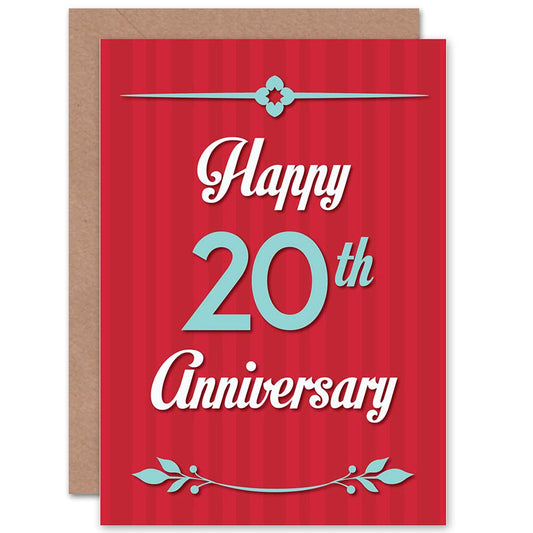 Happy 20th 20 Years Wedding Anniversary Card
