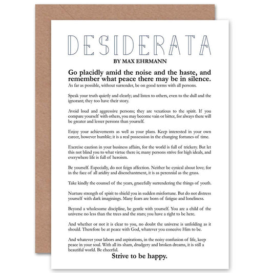 Desiderata Poem By Max Ehrmann Quote Greeting Card