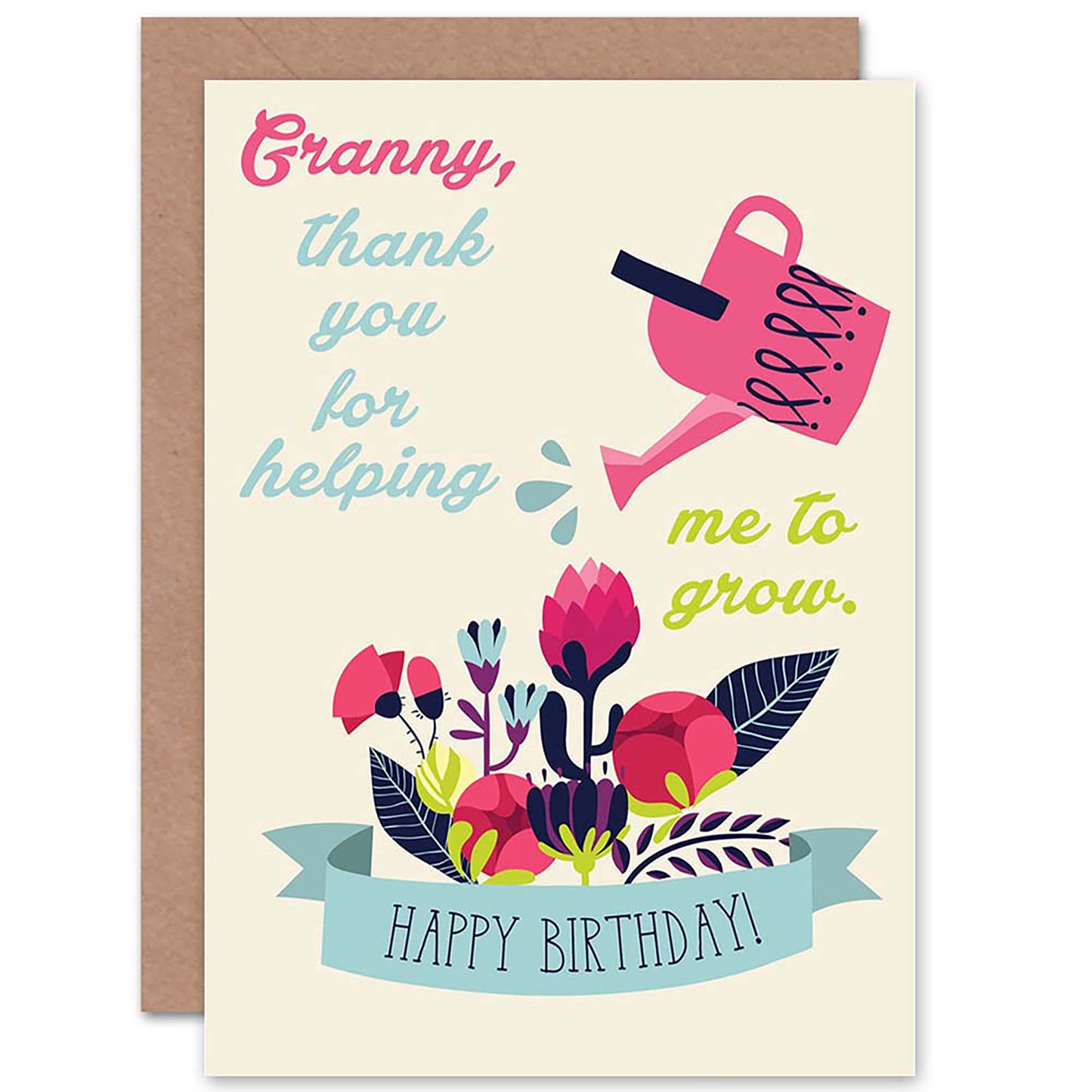 Granny Thank You Helping Me Grow Gardener Birthday Card