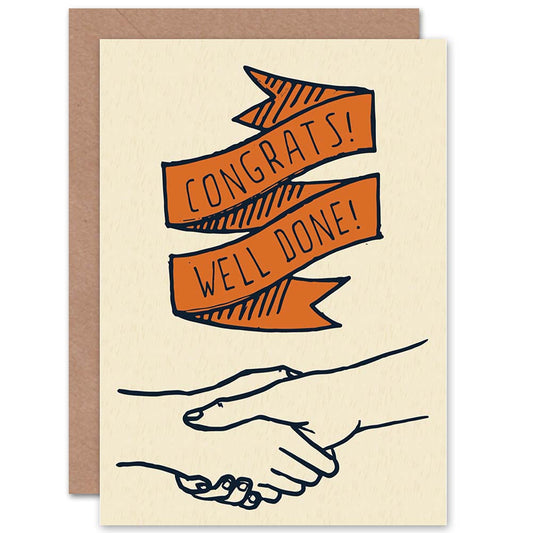 Handshake Scroll Passed Test Exam Marriage Congratulations Card