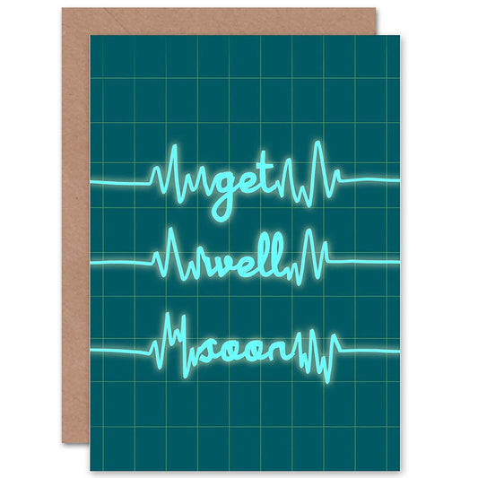 Heart Monitor Neon Line Get Well Card