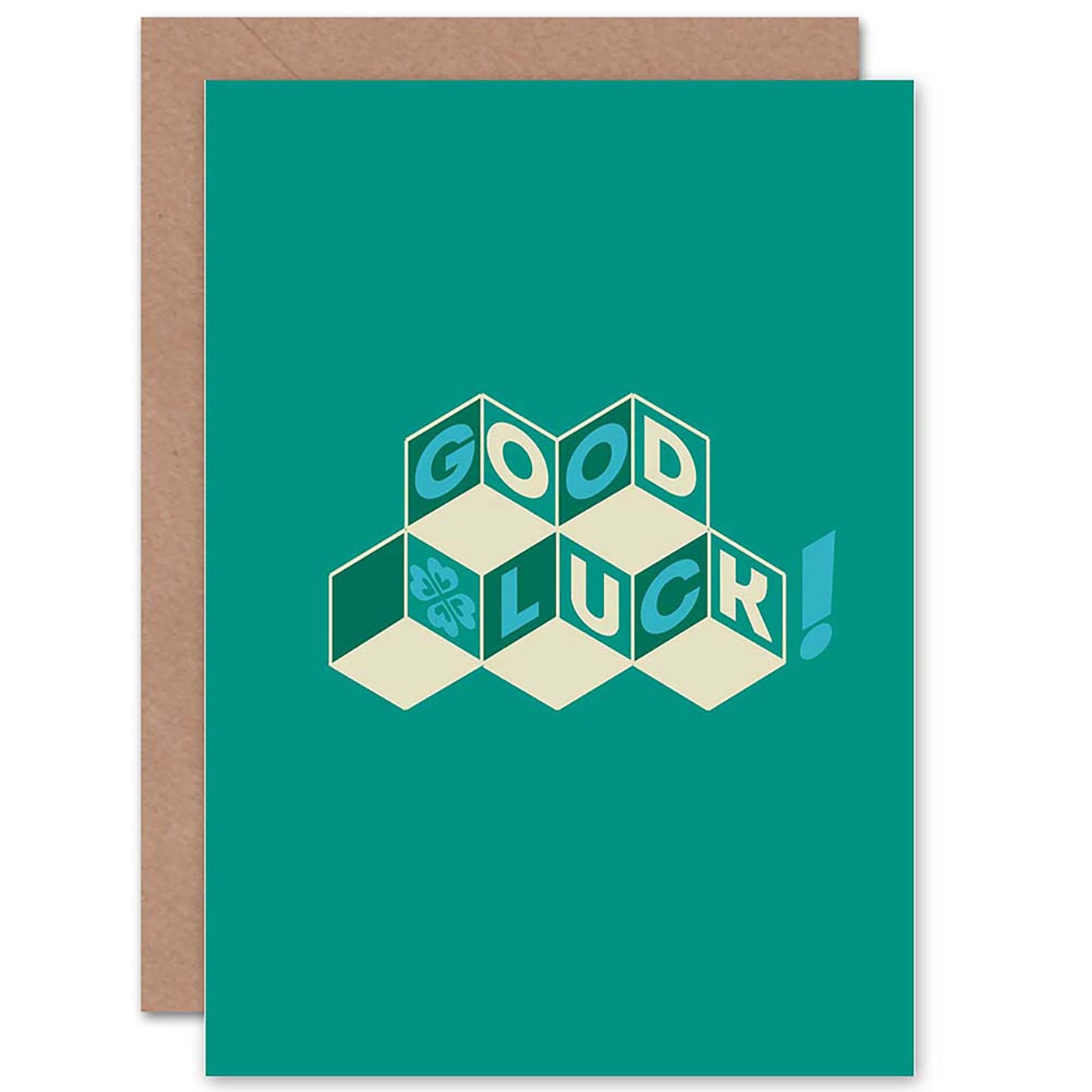 Alphabet Blocks Green Good Luck Card