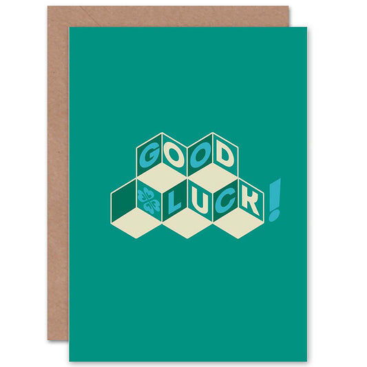 Alphabet Blocks Green Good Luck Card