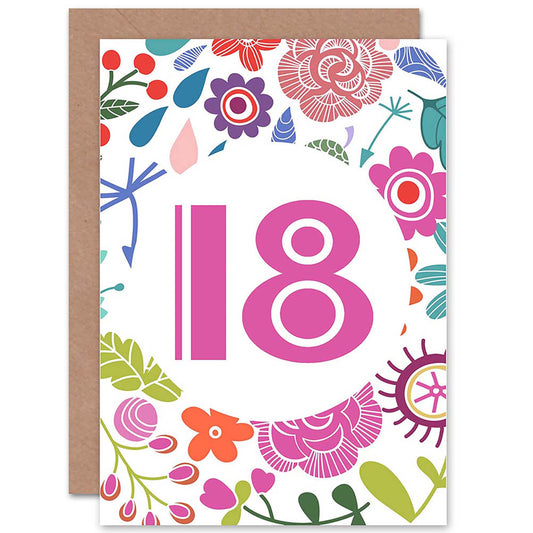Fun Floral Flowers 18 Years Old 18th Teen Birthday Card