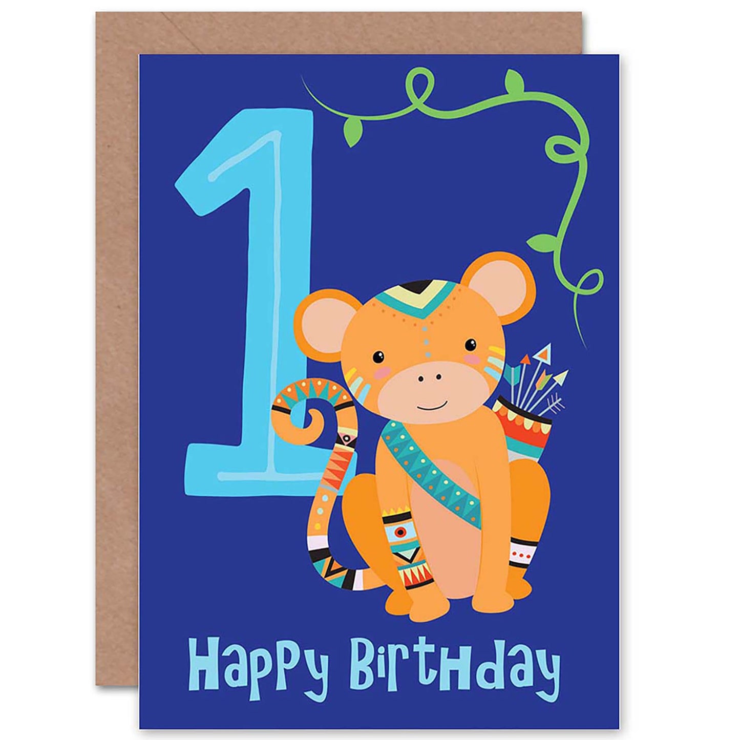 Cheeky Monkey Age 1 Kids Birthday Card