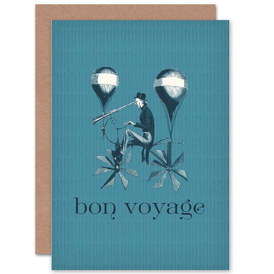 Bon Voyage Flying Machine Good Bye Card