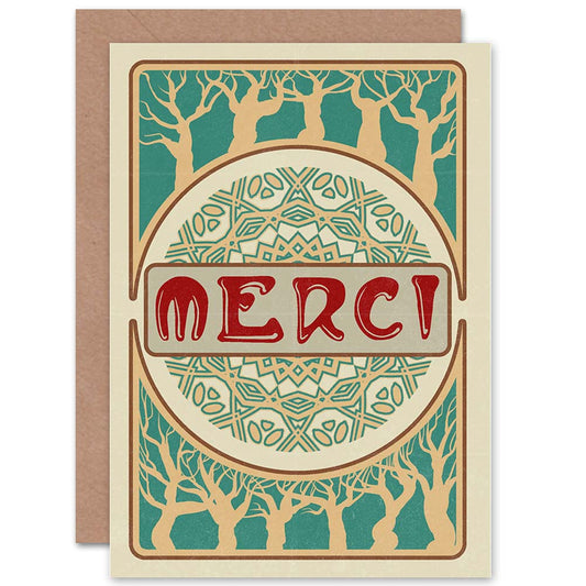 Merci Elegant Art Nouveau Style Thank You Card