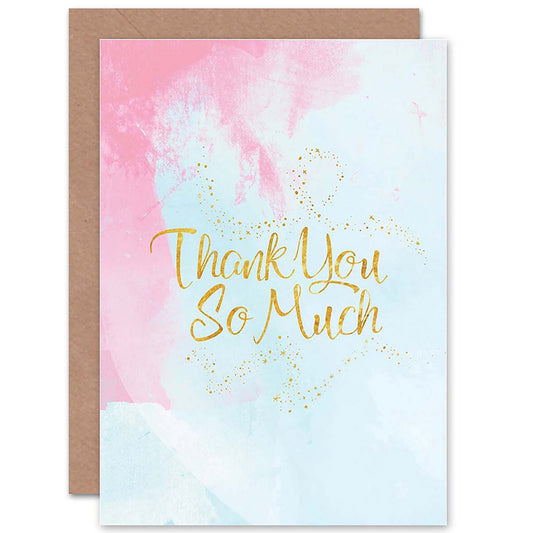 So Much Pink Gold Typography Watercolour Thank You Card
