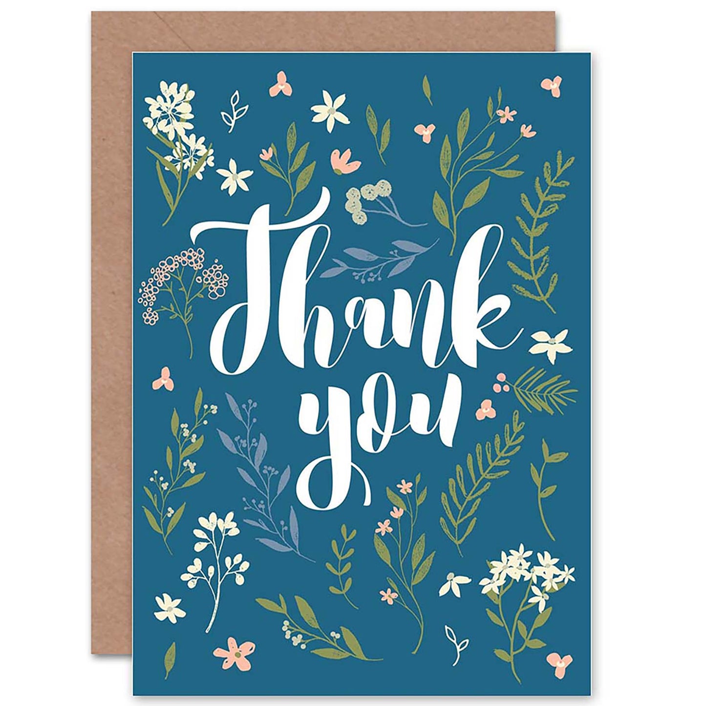 Simple Elegant Blue Floral Thank You Thank You Card