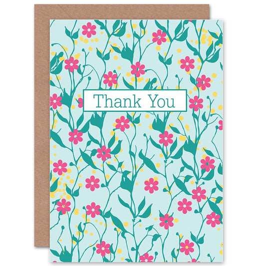 Floral Pattern Cute Typography Thank You Card