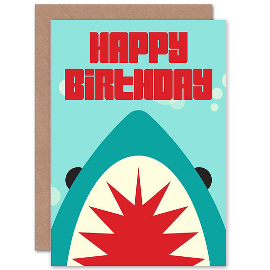 Shark Attack Cartoon Sea Animal Kids Boy Birthday Card