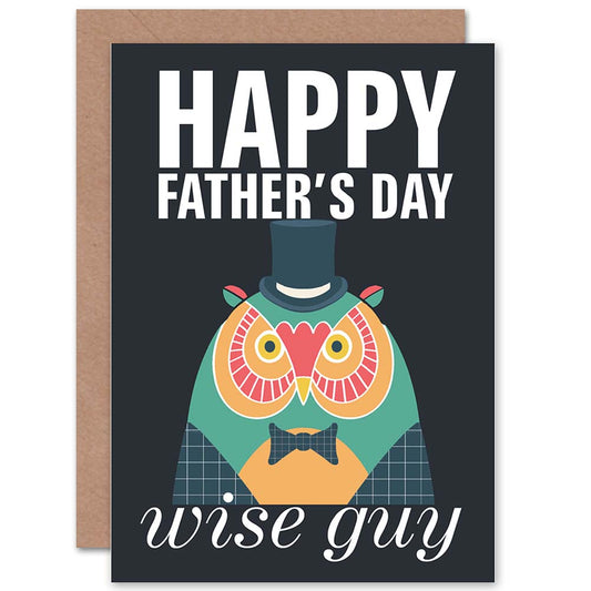 Wise Guy Dad Owl Top Hat Bow Tie Fun Modern Father's Day Card