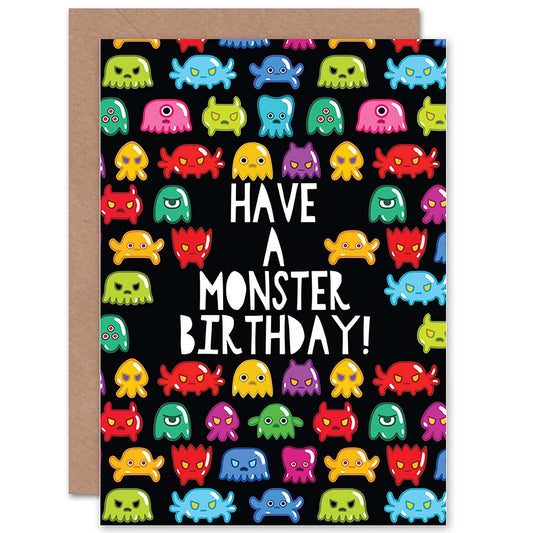 Monster Birthday Kids Cute Bright Greeting Birthday Card