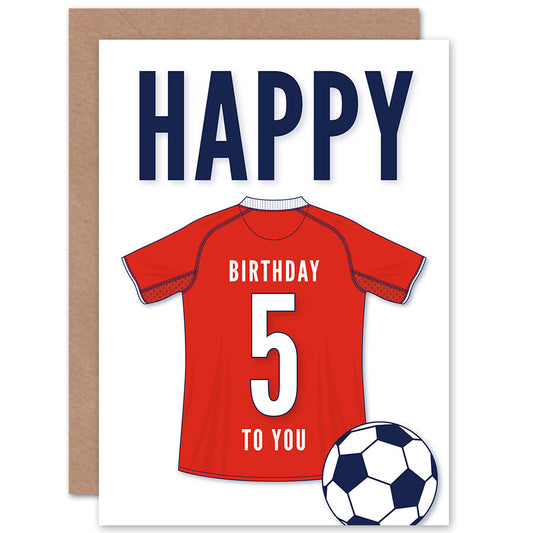 Red Football Strip Kit Jersey Age Birthday Card