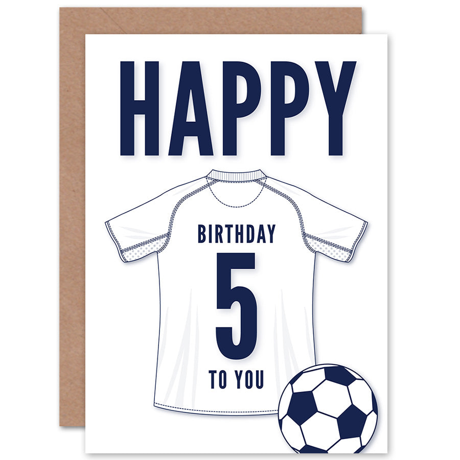 White Football Strip Kit Jersey Age Birthday Card