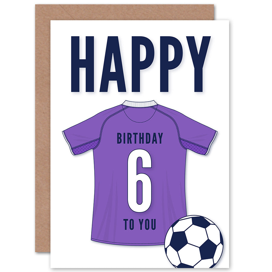 Purple Football Strip Kit Jersey Age Birthday Card