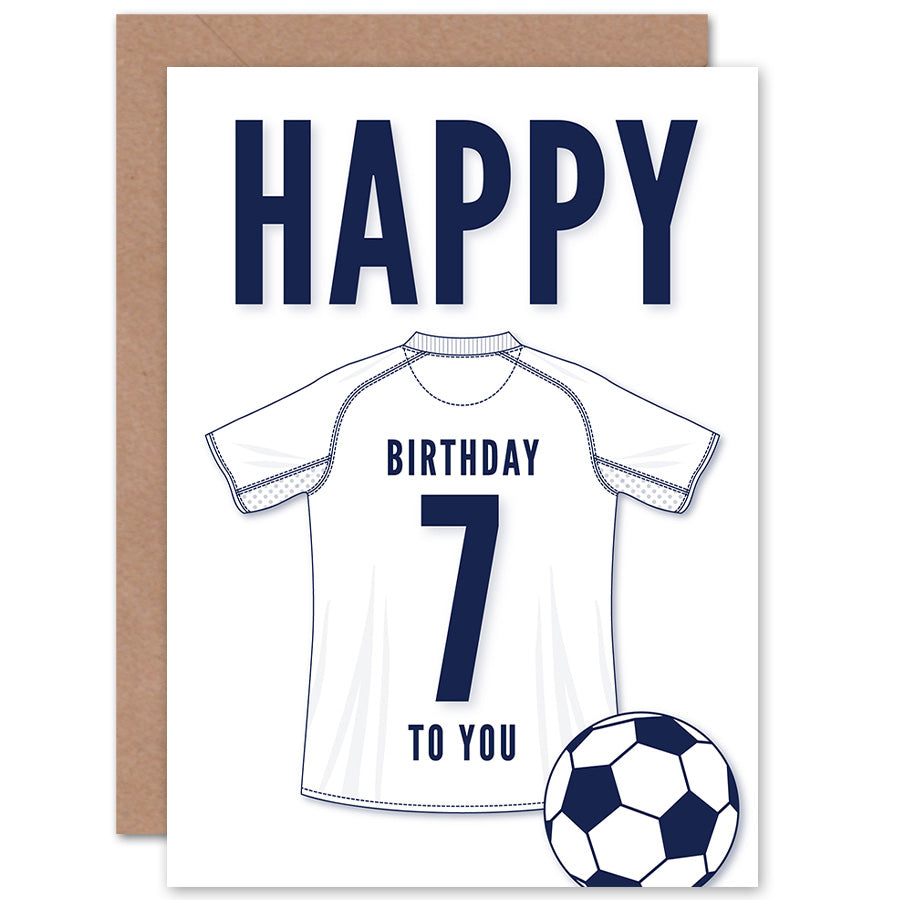 White Football Strip Kit Jersey Age Birthday Card