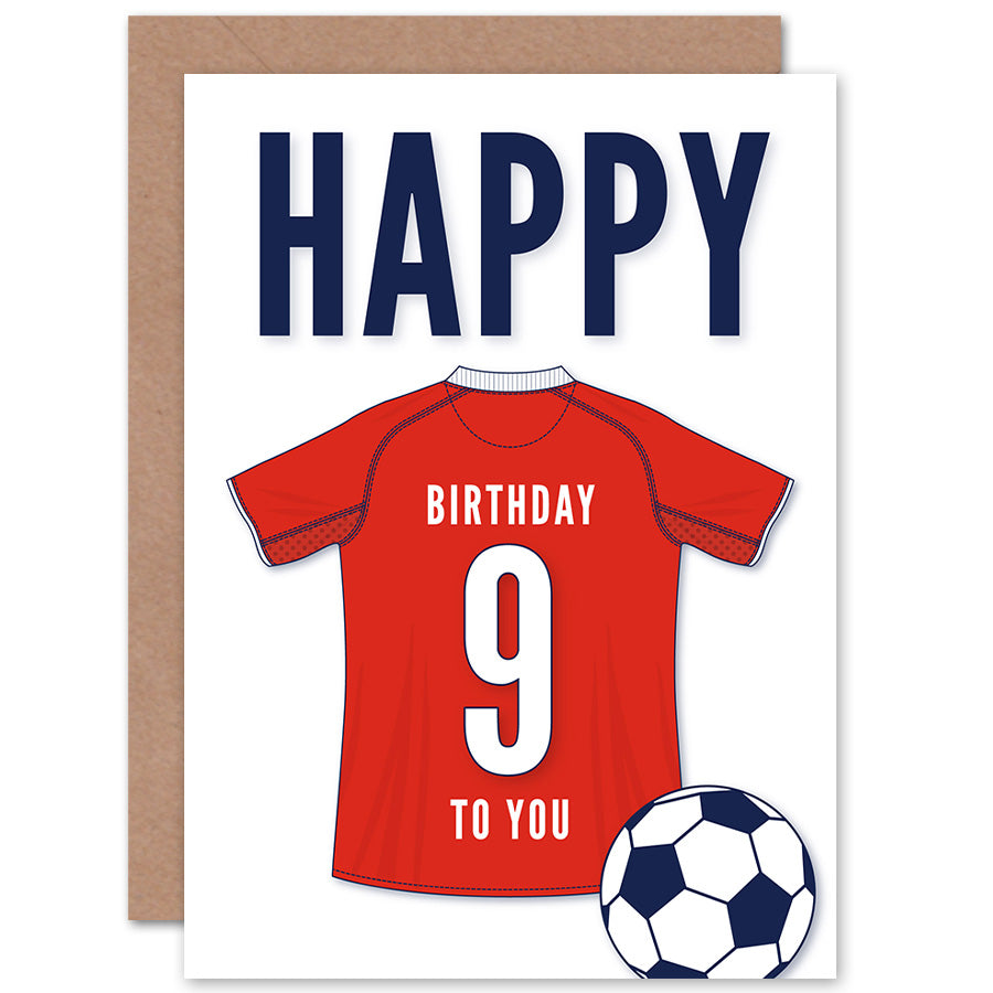 Red Football Strip Kit Jersey Age Birthday Card