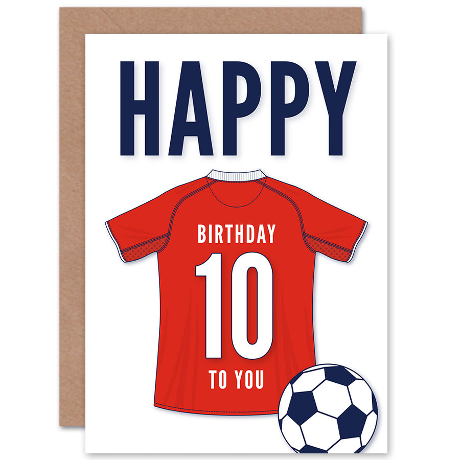 Red Football Strip Kit Jersey Age Birthday Card