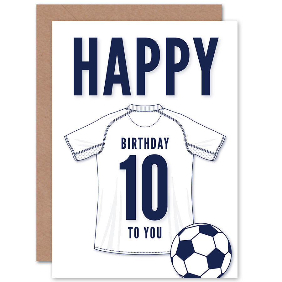 White Football Strip Kit Jersey Age Birthday Card