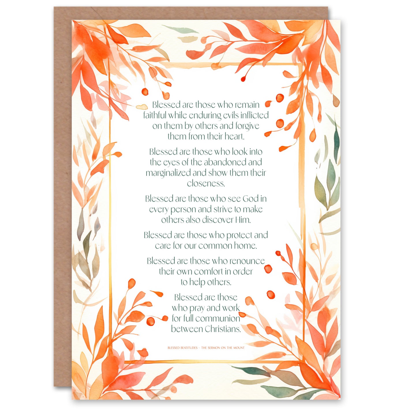 Orange Floral Christian Bible Quote Religious Birthday Card