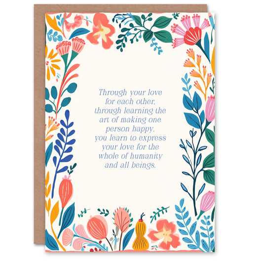 Floral Border Buddhist Mindfulness Enlightenment Quote Spiritual Birthday Card