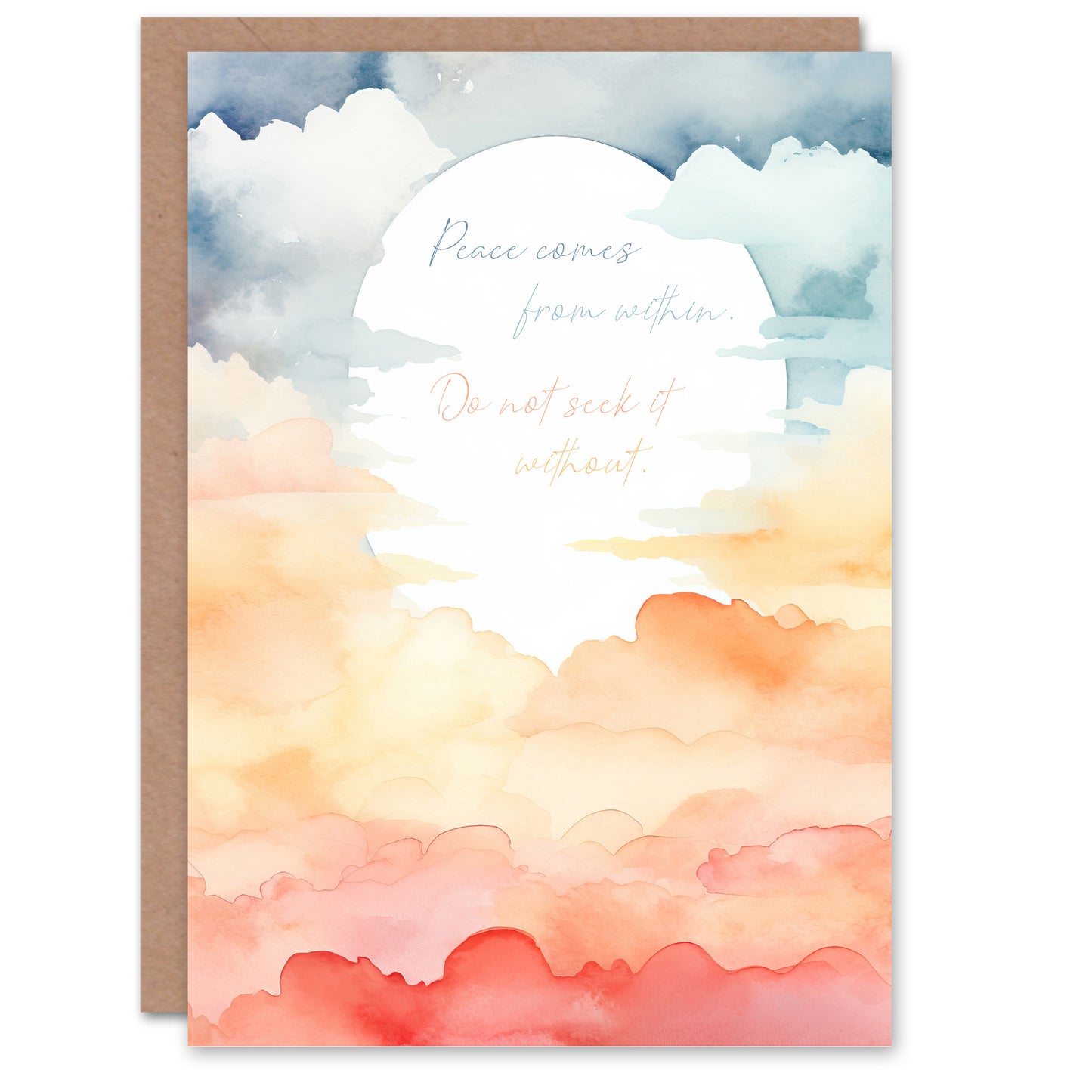 Sun Through Clouds Buddhist Mindfulness Enlightenment Quote Spiritual Card