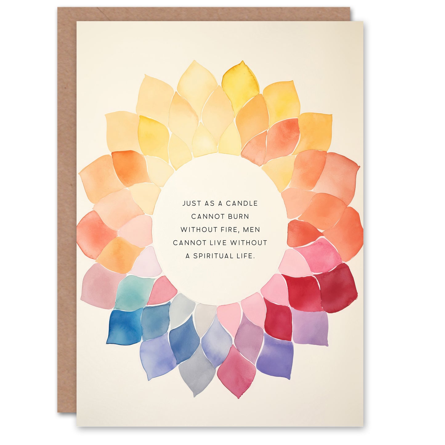 Watercolour Mandala Buddhist Mindfulness Enlightenment Quote Spiritual Birthday Card