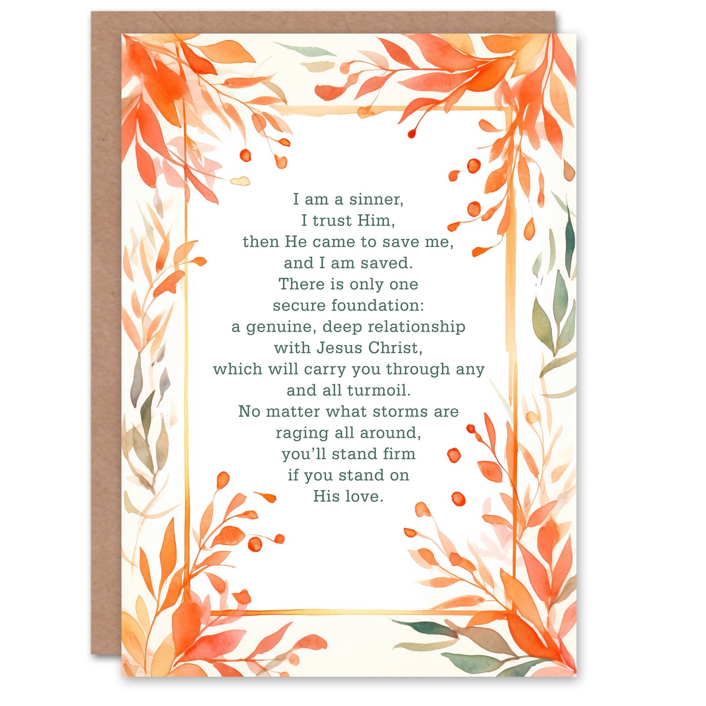 Orange Floral Christian Bible Quote Religious Birthday Card