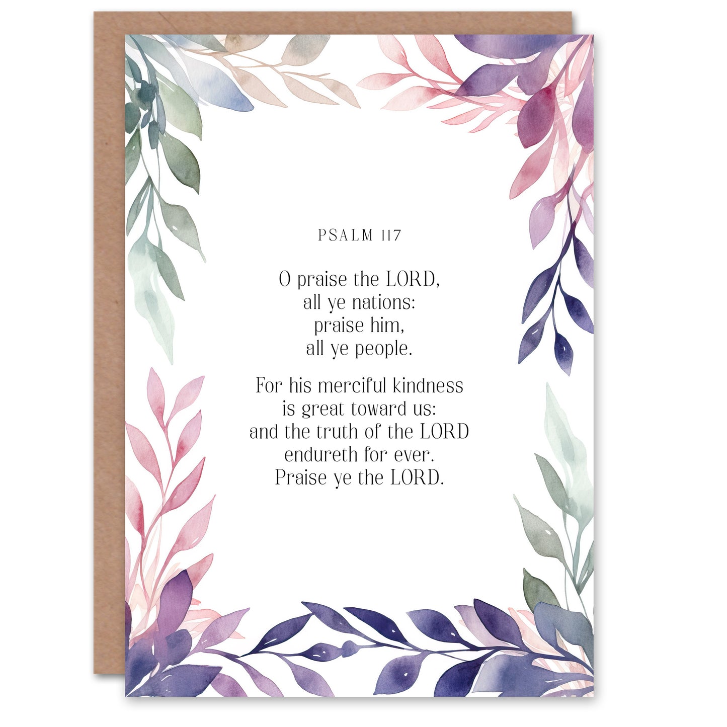 Violet Floral Psalms Christian Bible Verse Faith Quote Spiritual Birthday Card