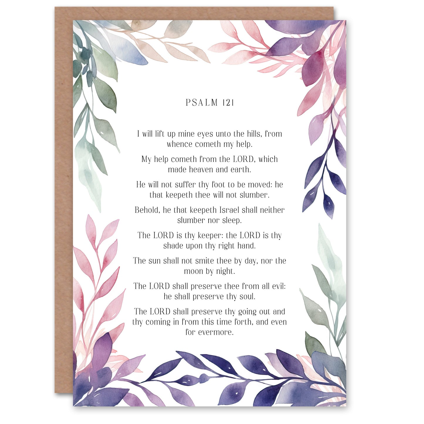 Violet Floral Psalms Christian Bible Verse Faith Quote Spiritual Birthday Card