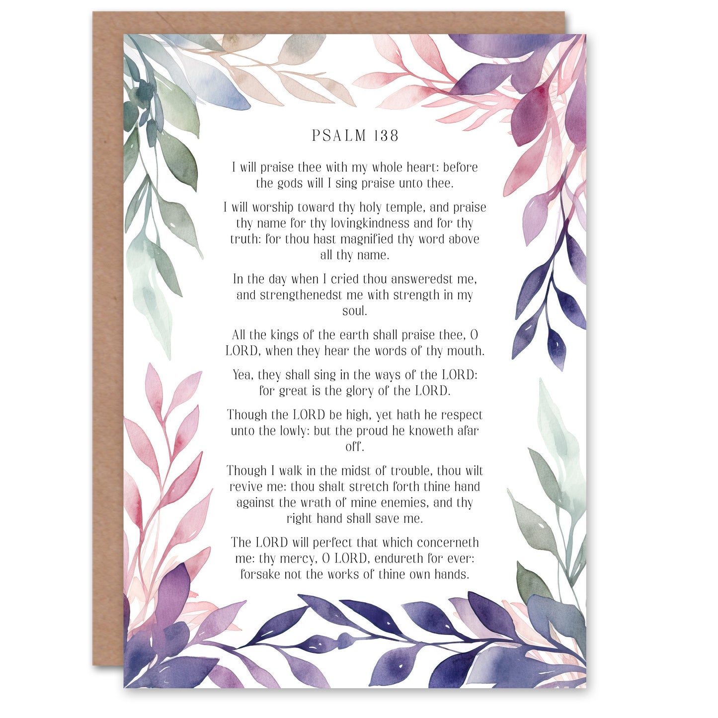 Violet Floral Psalms Christian Bible Verse Faith Quote Spiritual Birthday Card
