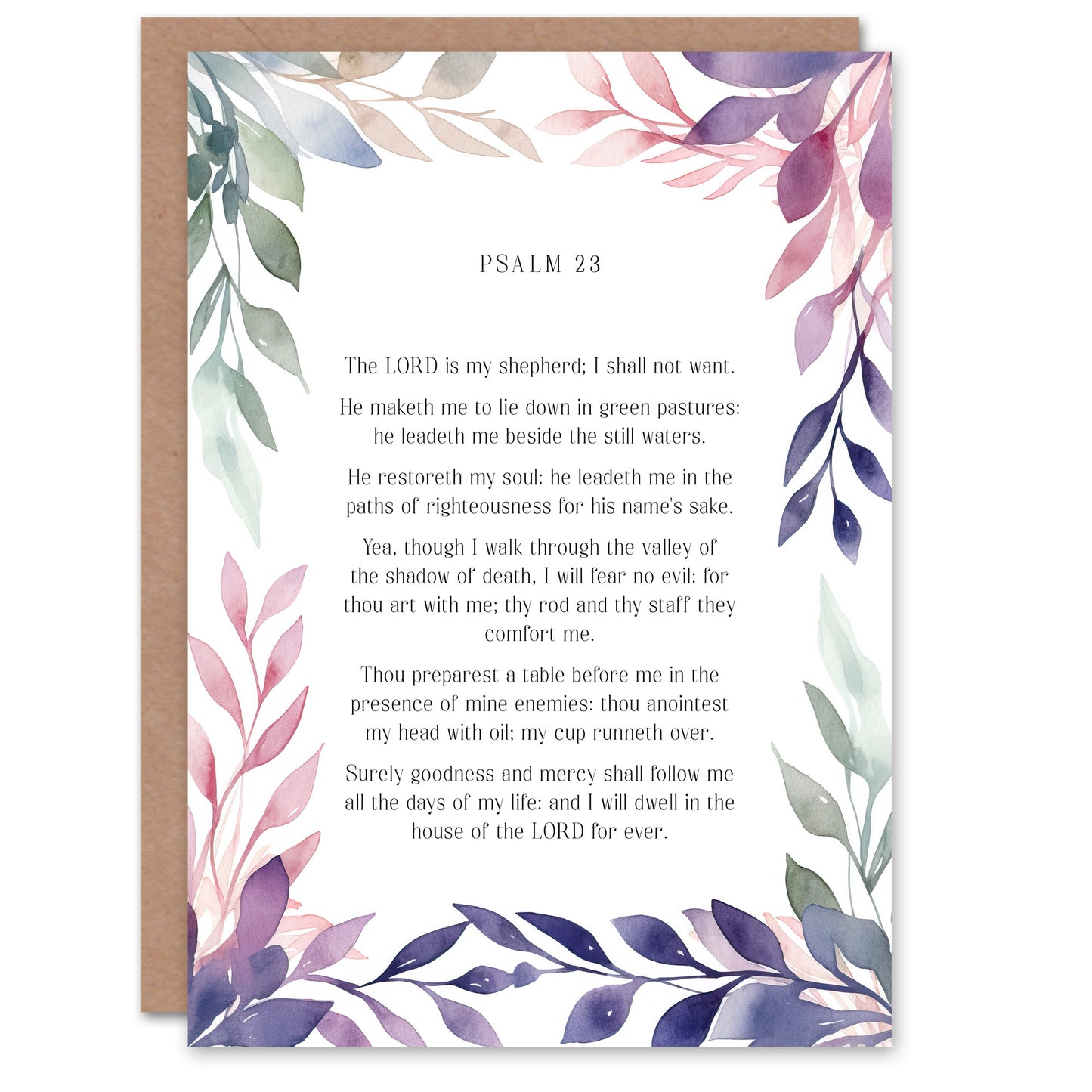 Violet Floral Psalms Christian Bible Verse Faith Quote Spiritual Birthday Card