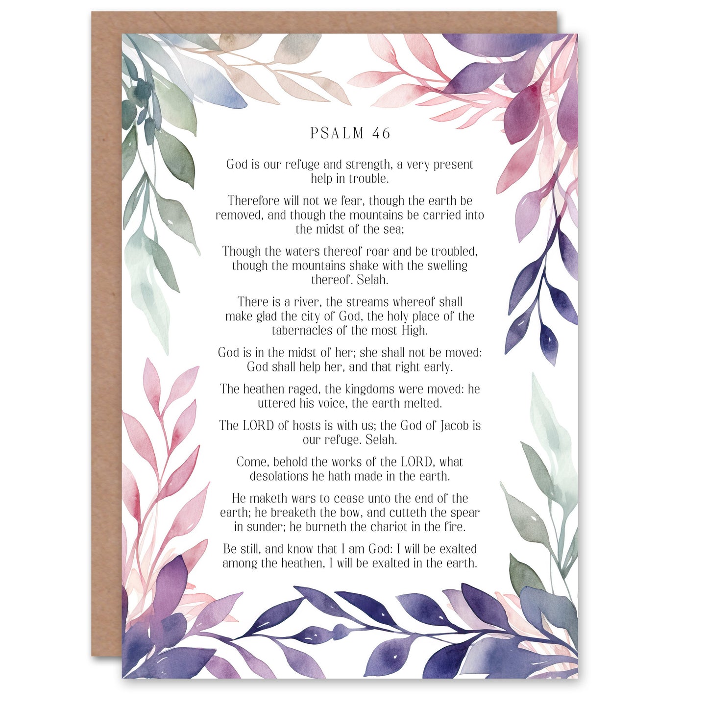 Violet Floral Psalms Christian Bible Verse Faith Quote Spiritual Birthday Card