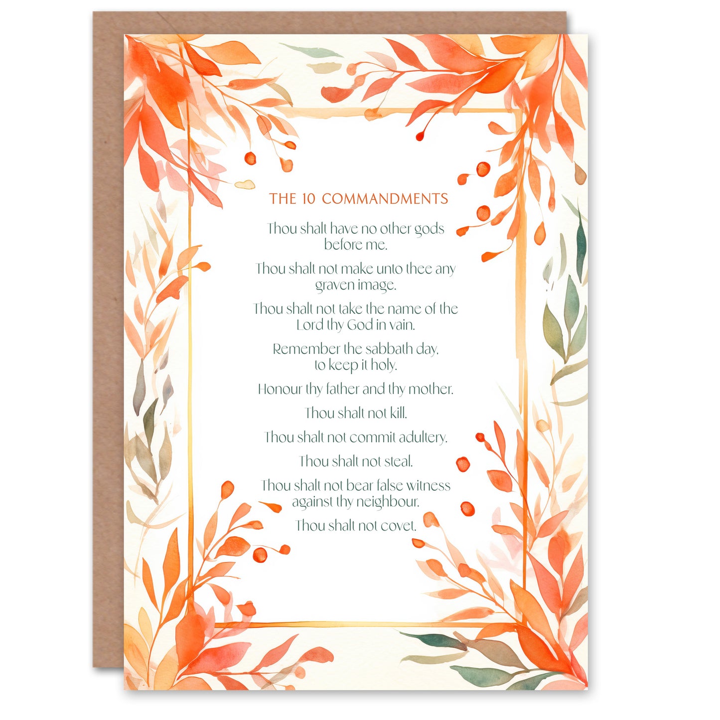 Orange Floral Christian Bible Quote Religious Birthday Card