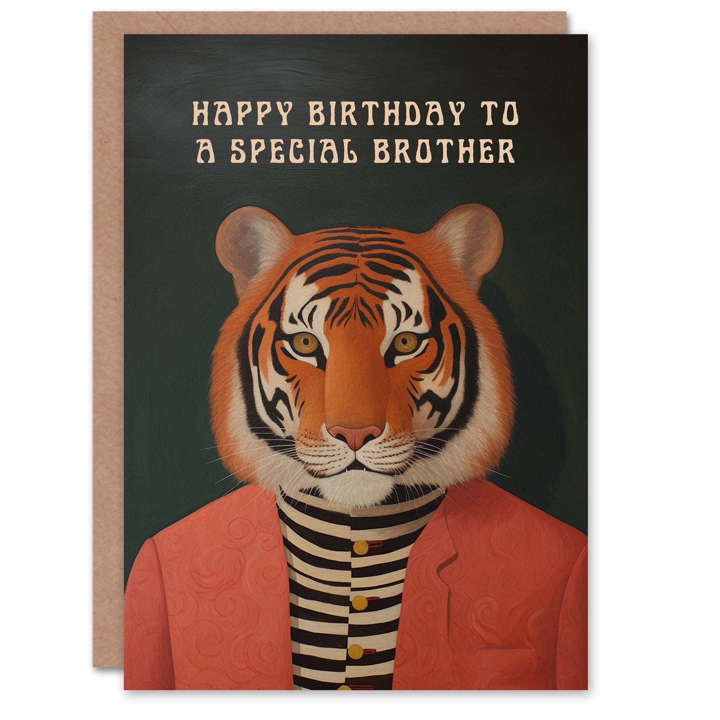 Dapper Cool Hipster Fashion Tiger Brother Birthday Card