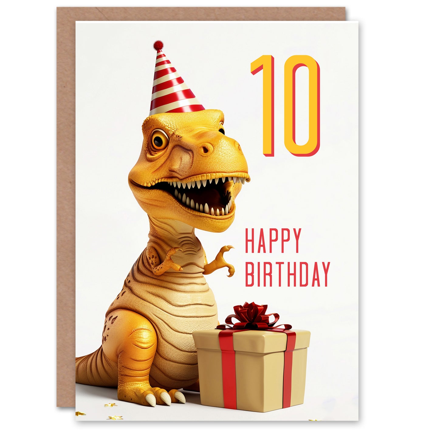 Baby T-Rex Dinosaur Party Hat Kids Birthday Card