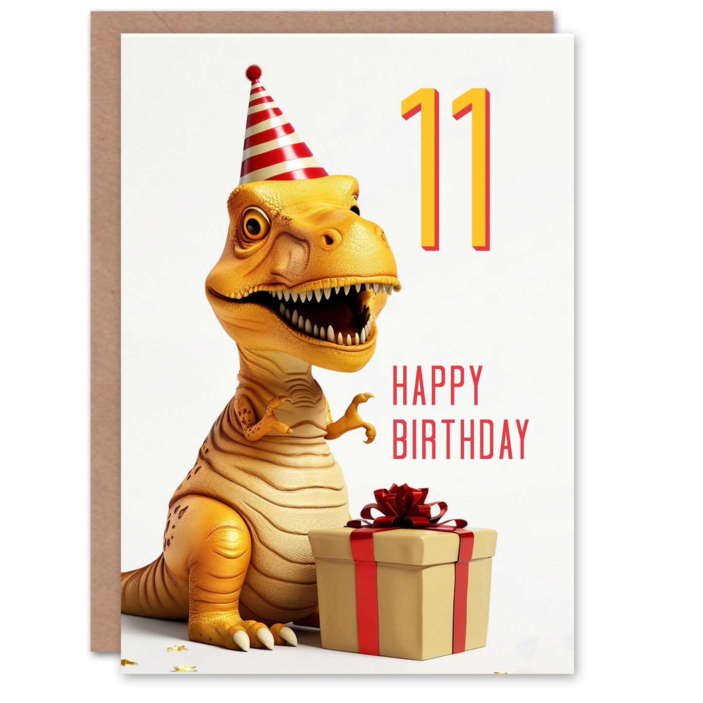 Baby T-Rex Dinosaur Party Hat Kids Birthday Card