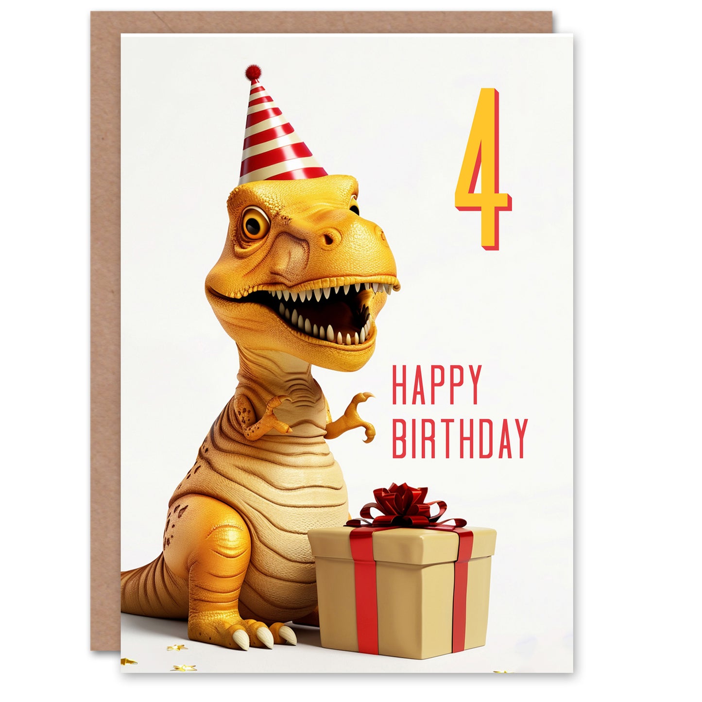 Baby T-Rex Dinosaur Party Hat Kids Birthday Card