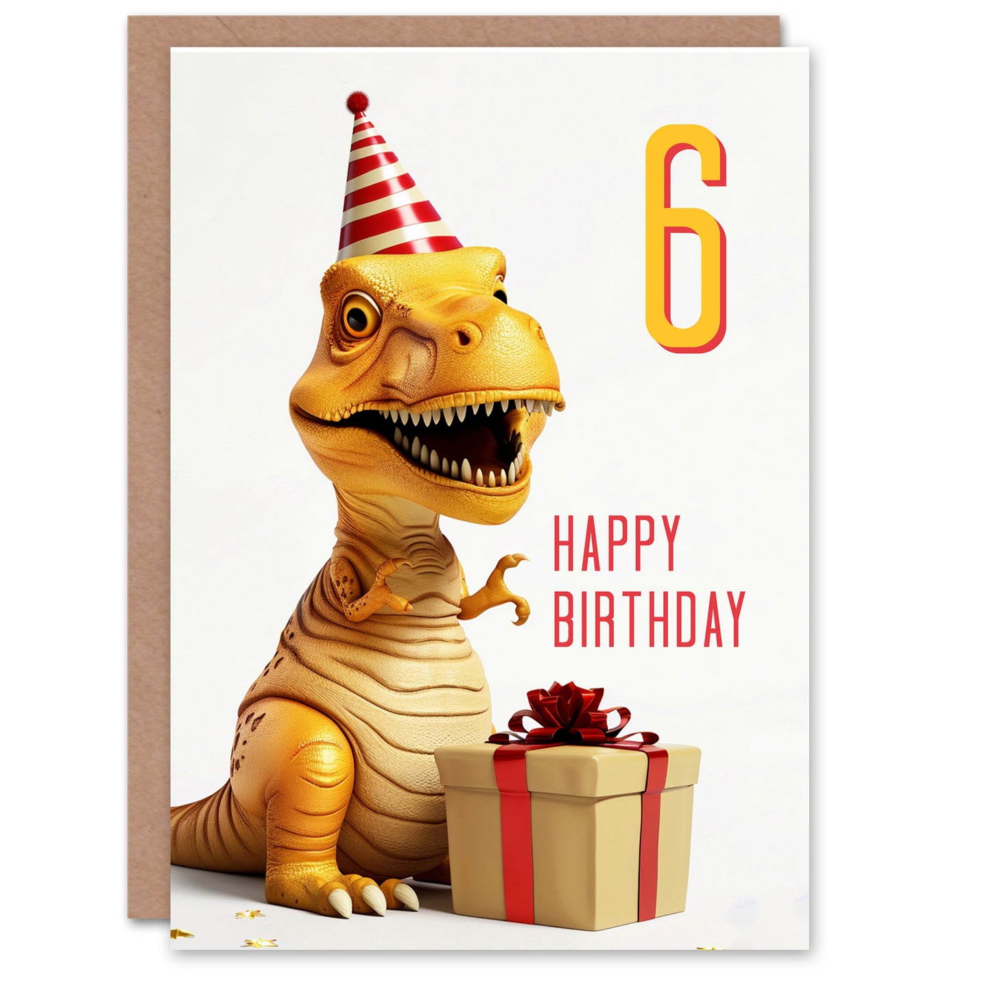 Baby T-Rex Dinosaur Party Hat Kids Birthday Card