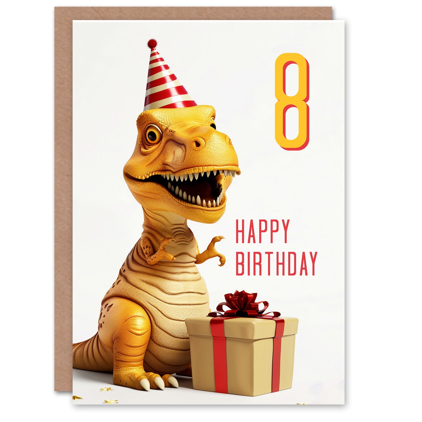 Baby T-Rex Dinosaur Party Hat Kids Birthday Card