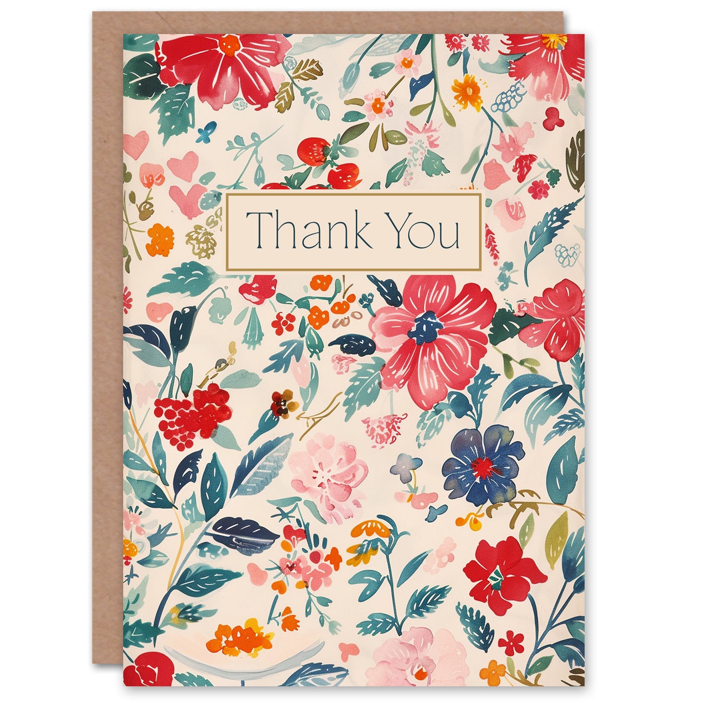 Elegant Spring Flower Pattern Thank You Card